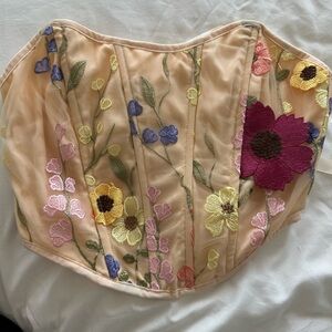 Floral Embroidered Corset Top